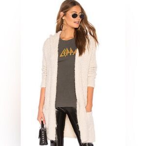 Young Fabulous and Broke Wylie Cream Fuzzy Long Open Front Cardigan- Size Medium